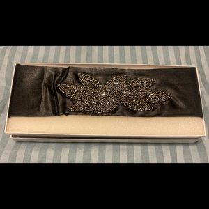 Black beaded dress sash